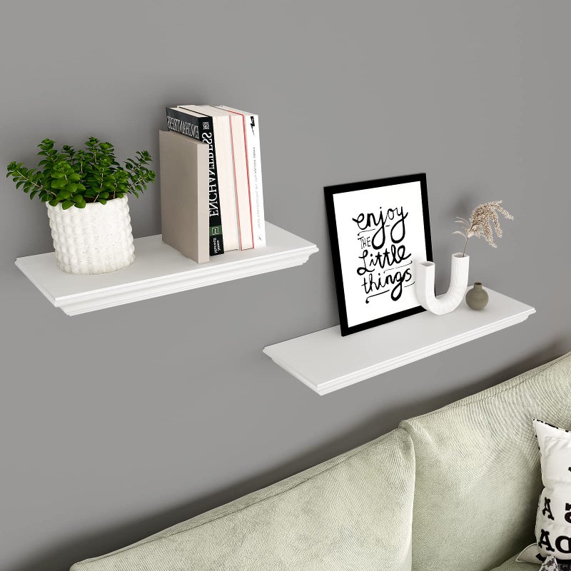 WELLAND Floating Shelves White Floating Shelves White Deep, Floating Shelves White 24 Inch - Image 2